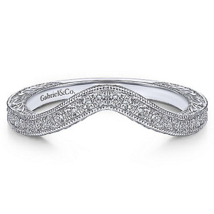 Gabriel 14 Karat White Gold Curved Wedding Band WB14445O4W44JJ