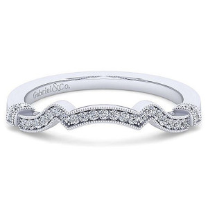 Gabriel 14 Karat White Gold Curved Wedding Band WB15103R0W44JJ