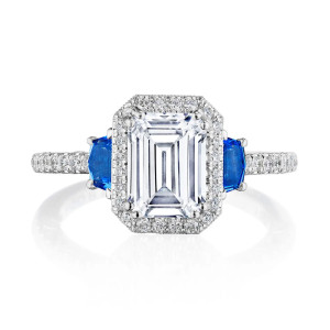 269217EC8X6BS Platinum Tacori Dantela 3 Stone Engagement Ring