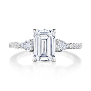 Tacori 269417EC85X6W 18 Karat Dantela 3 Stone Engagement Ring