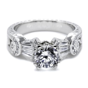 Tacori 18 Karat Hand Engraved Engagement Ring HT2130