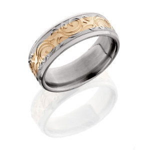 Lashbrook 8HRM14/14KRMJBA POLISH Titanium Wedding Ring or Band