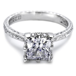 Tacori Hand Engraved 18 Karat Engagement Ring 2504PRE65
