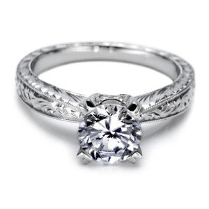 Tacori 18 Karat Hand Engraved Solitaire Engagement Ring 10937