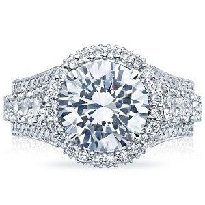Tacori RoyalT HT2613RD10 platinum diamond engagement ring with round center stone