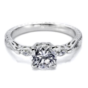 Tacori 18 Karat Hand Engraved Engagement Ring HT2198