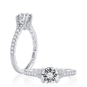 A.JAFFE 14 Karat Round Diamond Pave Engagement Ring ME3001QB