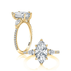 A.JAFFE 14 Karat Marquise Diamond Three Stone Engagement Ring MECMQ3098T