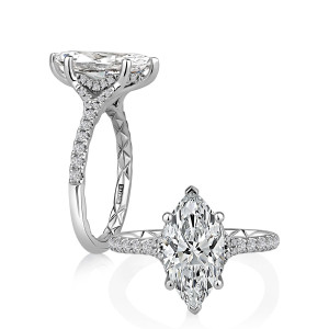 A.JAFFE 14 Karat Marquise Diamond Pave Engagement Ring MECMQ3644Q