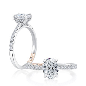 A.JAFFE 14 Karat Oval Diamond Pave Engagement Ring MECOV2727