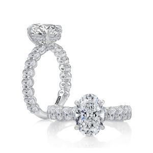 A.JAFFE 14 Karat Oval Diamond Engagement Ring MECOV3089T
