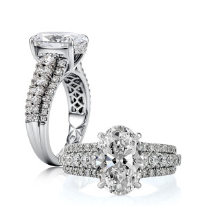 A.JAFFE 14 Karat Oval Diamond Engagement Ring MECOV4324L
