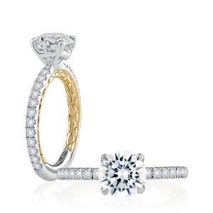 A.JAFFE 14 Karat Round Diamond Pave Engagement Ring MECRD2333Q