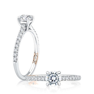 A.JAFFE 14 Karat Round Diamond Pave Engagement Ring MECRD2523