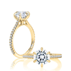 A.JAFFE 14 Karat Round Diamond Pave Engagement Ring MECRD2743