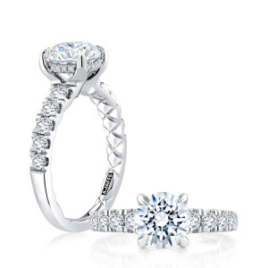 A.JAFFE 14 Karat Round Diamond Pave Engagement Ring MECRD2775Q