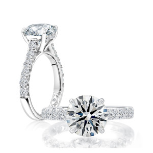 A.JAFFE 14 Karat Round Diamond Engagement Ring MECRD3694L