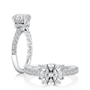 A.JAFFE 14 Karat Round Diamond Pave Engagement Ring MECRD4240Q