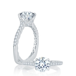A.JAFFE 14 Karat Round Diamond Pave Engagement Ring MES742QB