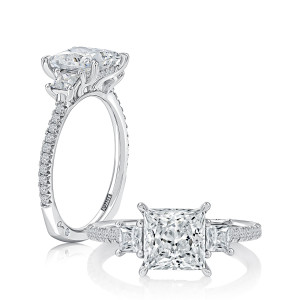 A.JAFFE 14 Karat Princess Diamond Three Stone Engagement Ring MESPC3100T