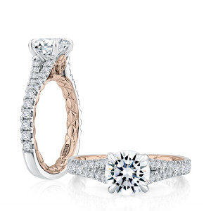 A.JAFFE 14 Karat Round Diamond Pave Engagement Ring MESRD2506Q