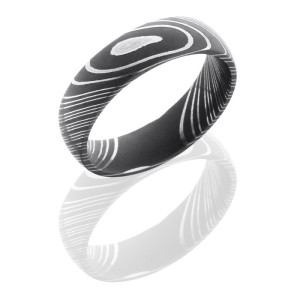 Lashbrook D6D Acid Damascus Steel Wedding Ring or Band