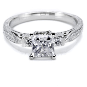 Tacori Hand Engraved Platinum Engagement Ring HT2223