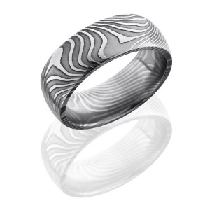 Lashbrook D8DFLATTWIST Polish Damascus Steel Wedding Ring or Band