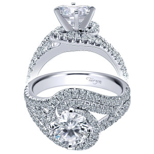 Taryn 14k White Gold Round Criss Cross Engagement Ring TE10102W44JJ