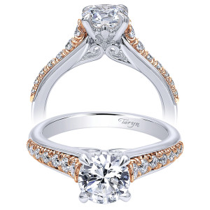 Taryn 18k White/Rose Round Straight Engagement Ring TE10765T44JJ