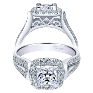 Taryn 14k White Gold Princess Cut Halo Engagement Ring TE10908W44JJ