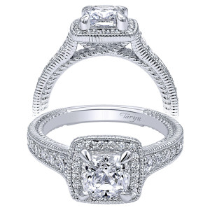 Taryn 14k White Gold Cushion Cut Halo Engagement Ring TE10912W44JJ