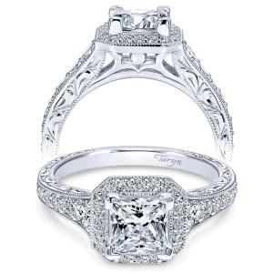 Taryn 14k White Gold Princess Cut Halo Engagement Ring TE11793S4W44JJ
