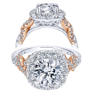 Taryn 18k White/Rose Round Halo Engagement Ring TE11972R6T83JJ