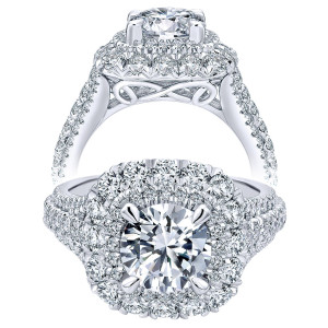 Taryn 18K White Gold Round Double Halo Engagement Ring TE11983R6W83JJ