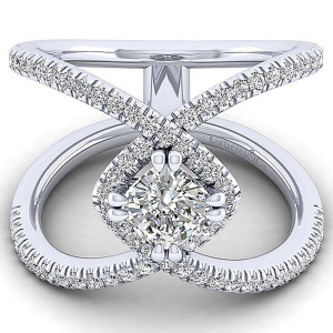 Gabriel 14 Karat Cushion Cut Halo Engagement Ring ER12644C4W44JJ