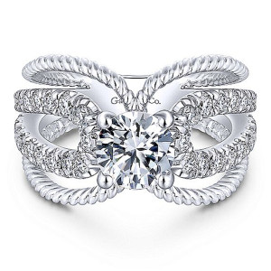 Gabriel 14 Karat Round Diamond Engagement Ring ER14053R4W44JJ