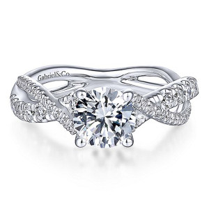Gabriel 14 Karat Round Diamond Engagement Ring ER14460R4W44JJ