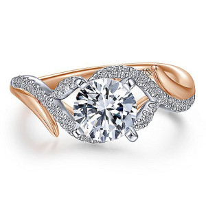 Gabriel 14K White/Rose Gold Round Diamond Engagement Ring ER14510R4T44JJ