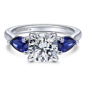 Gabriel 14 Karat Round 3 Stone Engagement Ring ER15152R6W4JSA