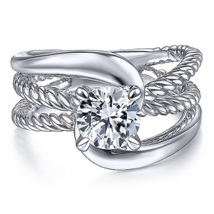 Gabriel 14 Karat Round Diamond Engagement Ring ER15405R4W4JJJ