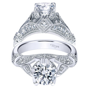 Taryn 14k White Gold Round Split Shank Engagement Ring TE3894W44JJ