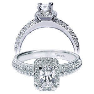 Taryn 14k White Gold Emerald Cut Halo Engagement Ring TE3918W44JJ