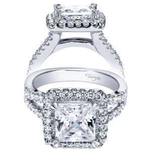 Taryn 14k White Gold Princess Cut Halo Engagement Ring TE4107W44JJ