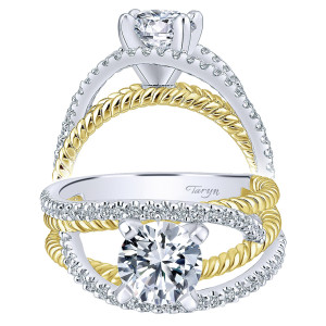 Taryn 14k Yellow/White Gold Round Free Form Engagement Ring TE5363M44JJ