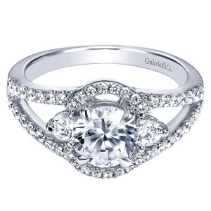 Gabriel - Elissa 14 Karat Round 3 Stones Engagement Ring ER5374W44JJ