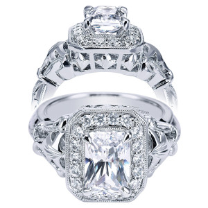 Taryn 14k White Gold Emerald Cut Halo Engagement Ring TE5443W44JJ