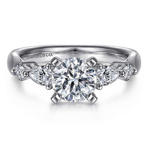 Gabriel 14 Karat Round 3 Stone Engagement Ring ER6002W44JJ