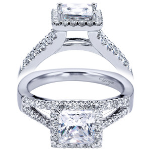 Taryn 14k White Gold Princess Cut Halo Engagement Ring TE6560W44JJ