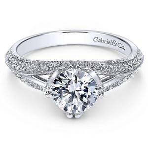 Gabriel 14 Karat Split Shank Round Engagement Ring ER6946W44JJ